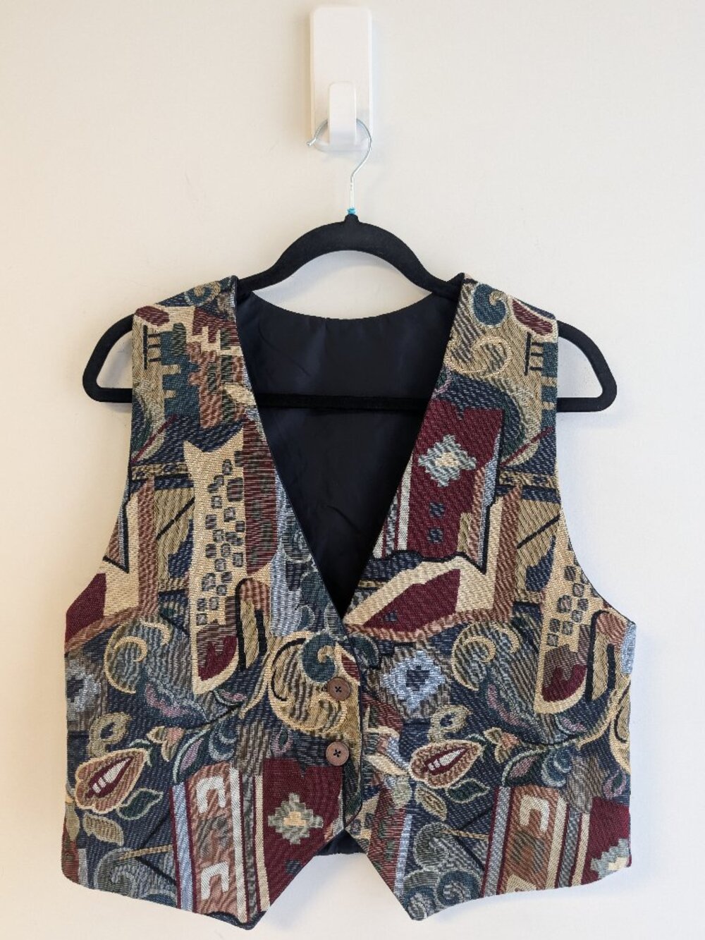 Tapestry Abstract Print Button Vest